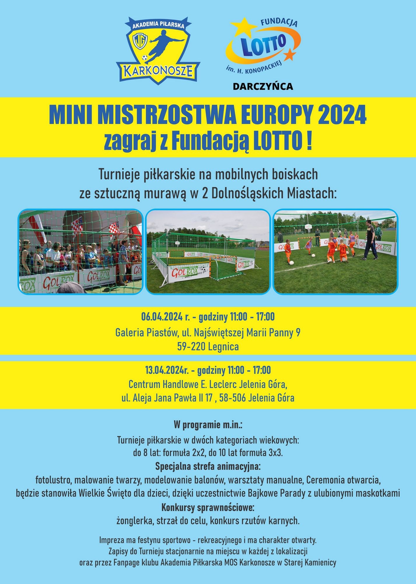 Zapraszamy do Jeleniej Góry już 13.04.202r. na Mini Mistrzostwa Europy 2024 -zagraj z Fundacją Lotto!
